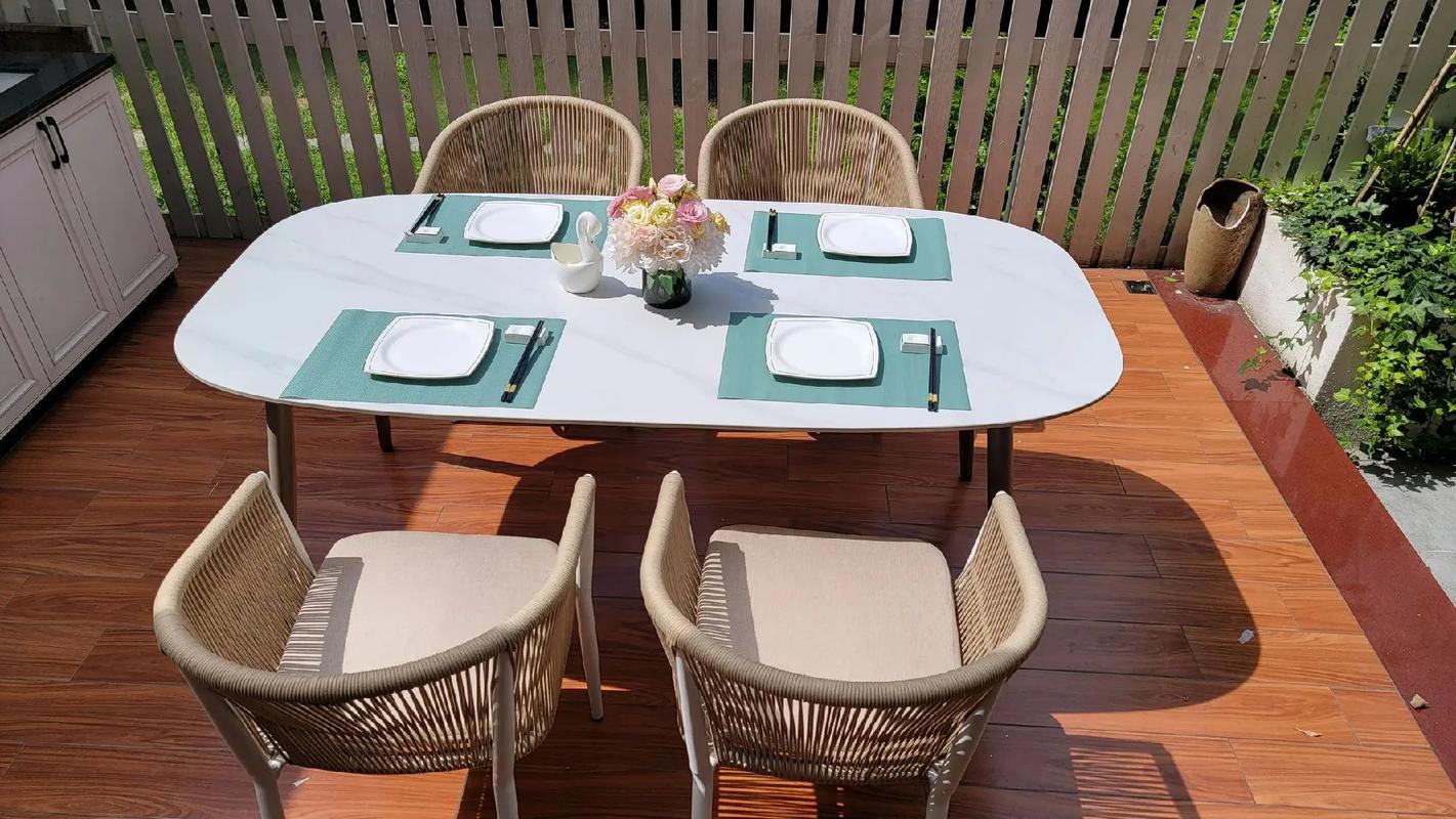 藤椅露臺(tái)防水巖板大理石餐桌椅廠家接定制 .產(chǎn)品材質(zhì)介紹: 椅